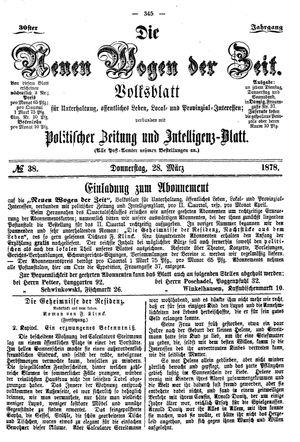 Neue Wogen der Zeit vom 28.03.1878