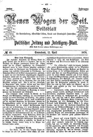 Neue Wogen der Zeit on Apr 13, 1878