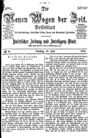 Neue Wogen der Zeit vom 18.06.1878
