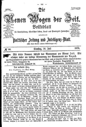 Neue Wogen der Zeit on Jul 30, 1878