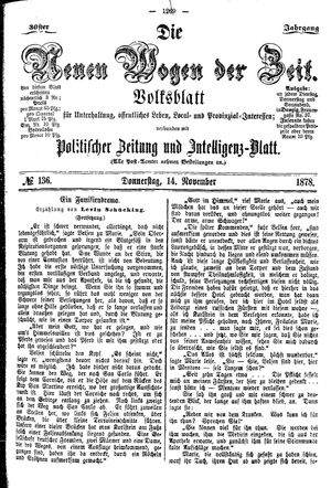Neue Wogen der Zeit vom 14.11.1878