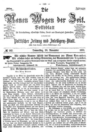 Neue Wogen der Zeit vom 28.11.1878