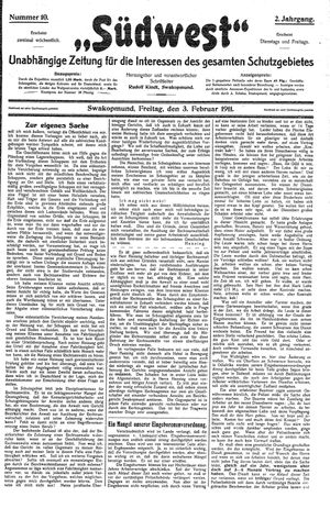 Südwest vom 03.02.1911