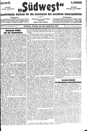 Südwest vom 26.09.1913