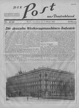 Die Post aus Deutschland on Oct 2, 1926