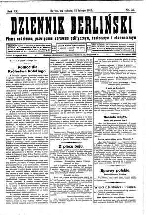 Dziennik Berliński vom 13.02.1915