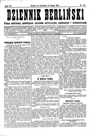 Dziennik Berliński on Feb 21, 1915