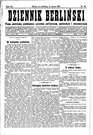 Dziennik Berliński vom 21.03.1915