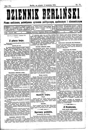 Dziennik Berliński vom 02.04.1915