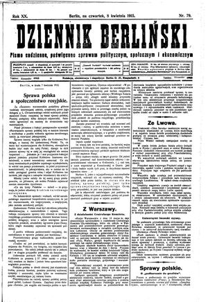 Dziennik Berliński vom 08.04.1915