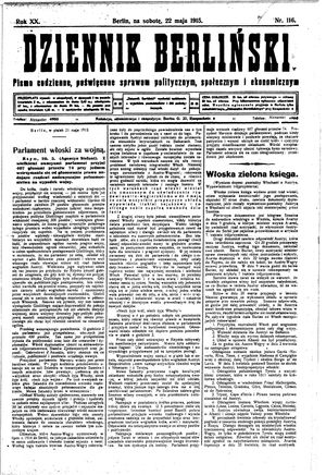 Dziennik Berliński vom 22.05.1915