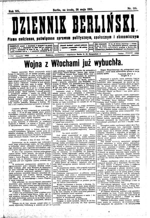 Dziennik Berliński vom 26.05.1915