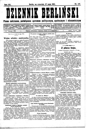 Dziennik Berliński vom 27.05.1915
