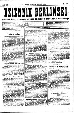 Dziennik Berliński vom 28.05.1915