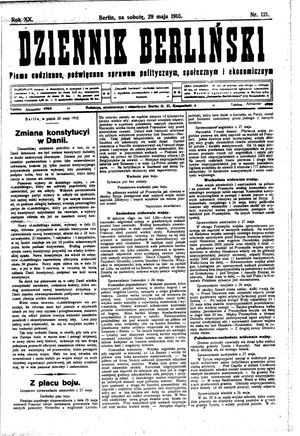 Dziennik Berliński vom 29.05.1915