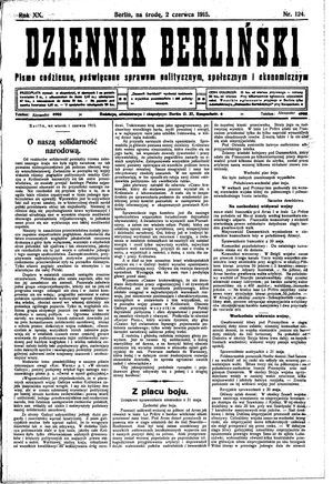 Dziennik Berliński vom 02.06.1915