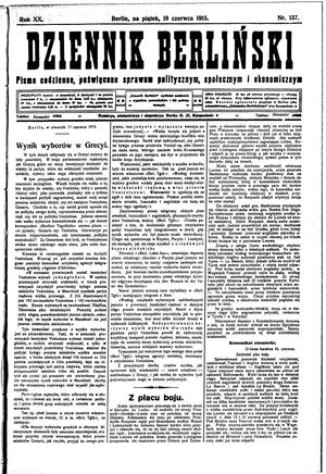 Dziennik Berliński vom 18.06.1915