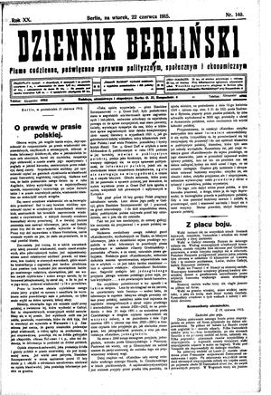 Dziennik Berliński vom 22.06.1915