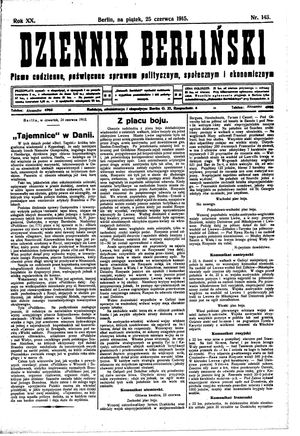 Dziennik Berliński vom 25.06.1915