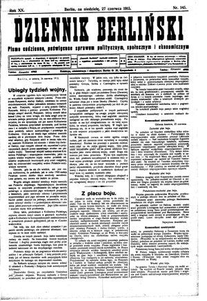 Dziennik Berliński vom 27.06.1915