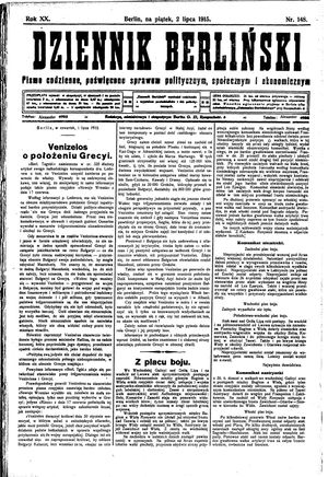 Dziennik Berliński vom 02.07.1915