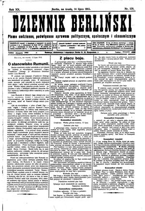 Dziennik Berliński vom 14.07.1915