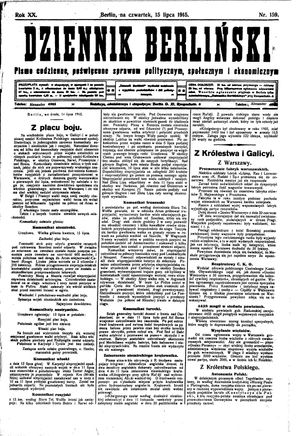 Dziennik Berliński vom 15.07.1915