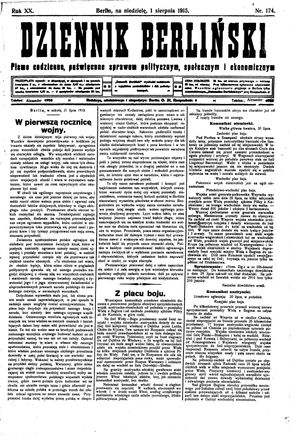 Dziennik Berliński vom 01.08.1915