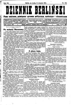 Dziennik Berliński vom 11.08.1915