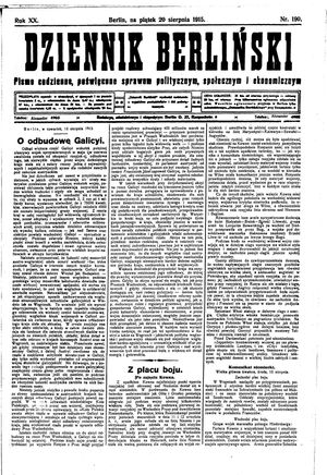 Dziennik Berliński vom 20.08.1915
