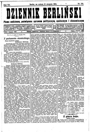 Dziennik Berliński vom 21.08.1915