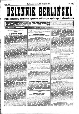 Dziennik Berliński vom 25.08.1915
