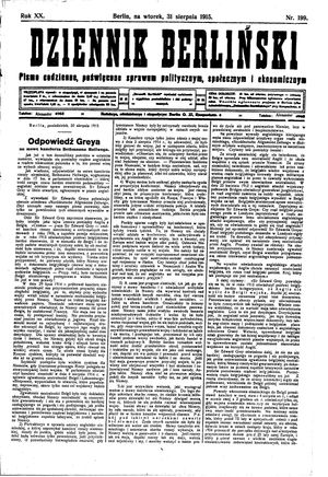 Dziennik Berliński vom 31.08.1915