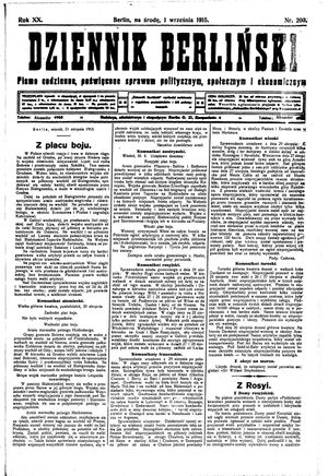 Dziennik Berliński vom 01.09.1915