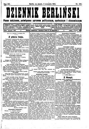 Dziennik Berliński vom 03.09.1915