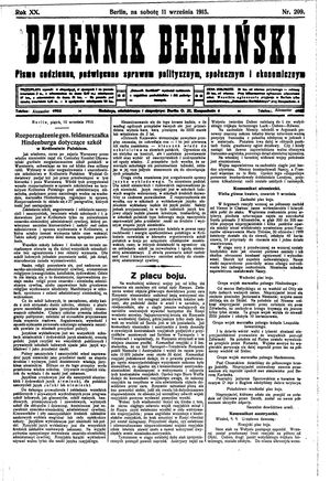 Dziennik Berliński vom 11.09.1915