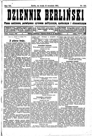 Dziennik Berliński vom 15.09.1915