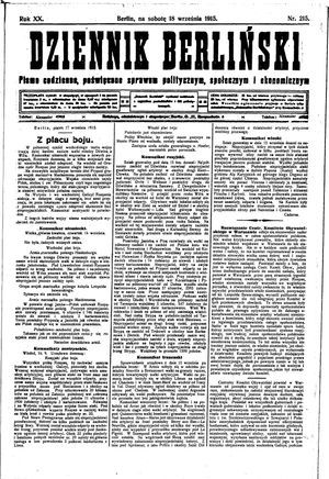 Dziennik Berliński vom 18.09.1915