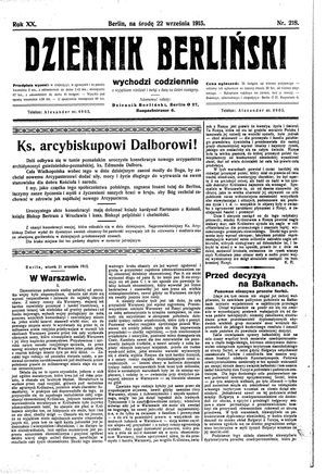 Dziennik Berliński vom 22.09.1915