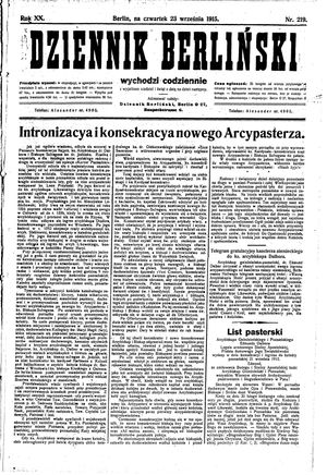 Dziennik Berliński vom 23.09.1915