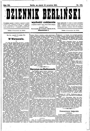 Dziennik Berliński vom 24.09.1915