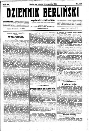 Dziennik Berliński vom 25.09.1915