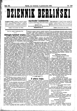 Dziennik Berliński vom 03.10.1915