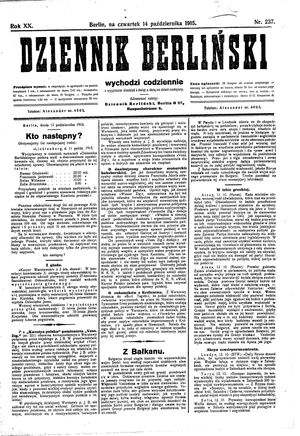 Dziennik Berliński vom 14.10.1915