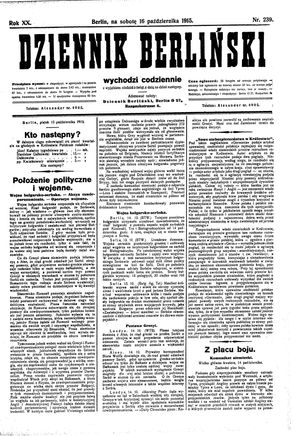 Dziennik Berliński vom 16.10.1915