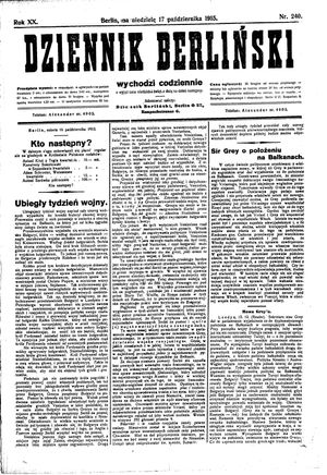 Dziennik Berliński vom 17.10.1915