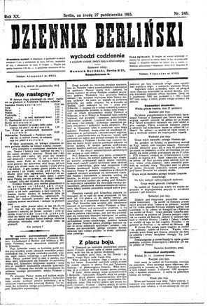 Dziennik Berliński vom 27.10.1915