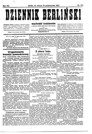 Dziennik Berliński vom 30.10.1915
