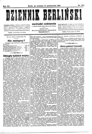 Dziennik Berliński vom 31.10.1915