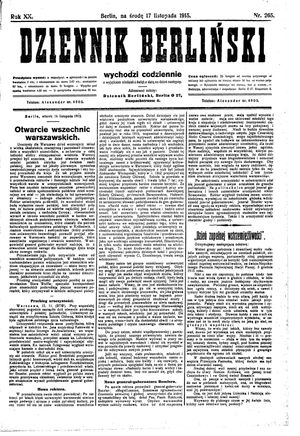 Dziennik Berliński vom 17.11.1915